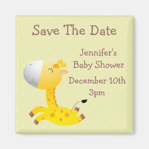 Cute Giraffe Save The Date Baby Shower Magnet