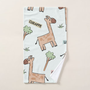 Cute Giraffe Seamless Pattern Hand Towel