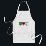 Cute Giraffe Standard Apron<br><div class="desc">Peace Love Giraffes gift. Pretty green peace sign,  red heart,  and cartoon giraffe.</div>