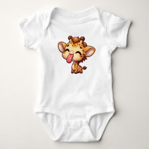 Cute Giraffe Sticking its Tongue Baby Bodysuit