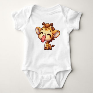 Cute Giraffe Sticking its Tongue Baby Bodysuit