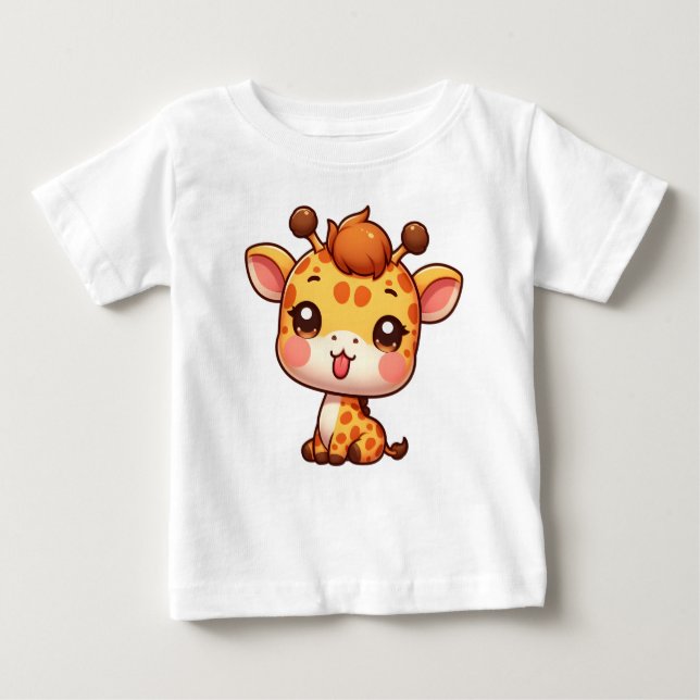 Cute Giraffe Sticking its Tongue Baby T-Shirt (Front)