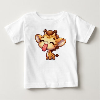 Cute Giraffe Sticking its Tongue Baby T-Shirt