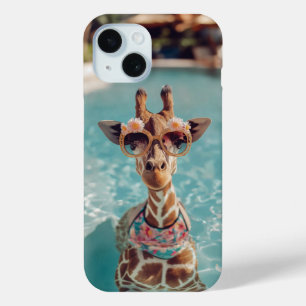 Cute Giraffe Swimming Pool iPhone Case