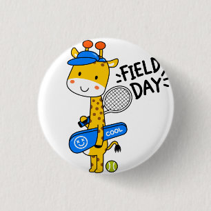 Cute Giraffe Tennis Field Day – Fun Sports Charact 3 Cm Round Badge