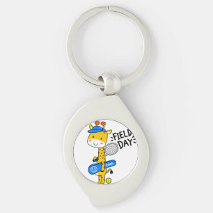 Cute Giraffe Tennis Field Day – Fun Sports Charact Key Ring