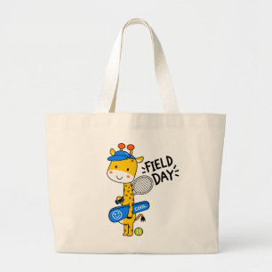Cute Giraffe Tennis Field Day – Fun Sports Charact Large Tote Bag