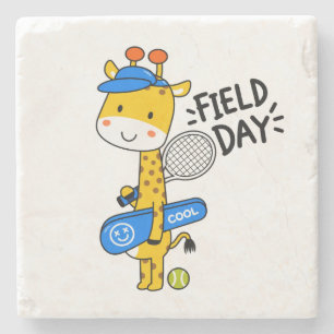 Cute Giraffe Tennis Field Day – Fun Sports Charact Stone Coaster