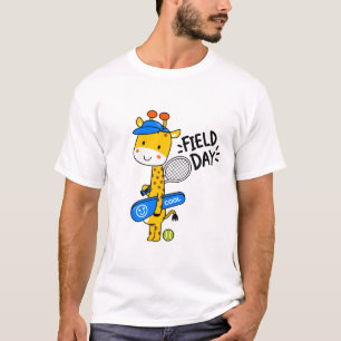 Cute Giraffe Tennis Field Day – Fun Sports Charact T-Shirt