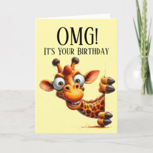 Cute Giraffe Theme Birthday Card