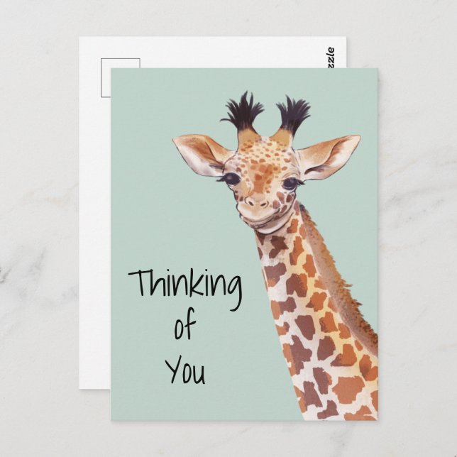 Cute Giraffe Thinking Of You Postcard (Front/Back)