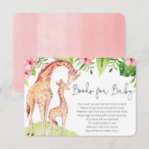 Cute giraffe tropical pink greenery books for baby enclosure card