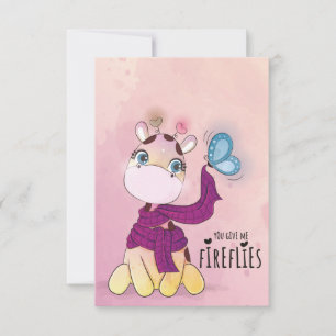 Cute Giraffe Watercolor Invitation