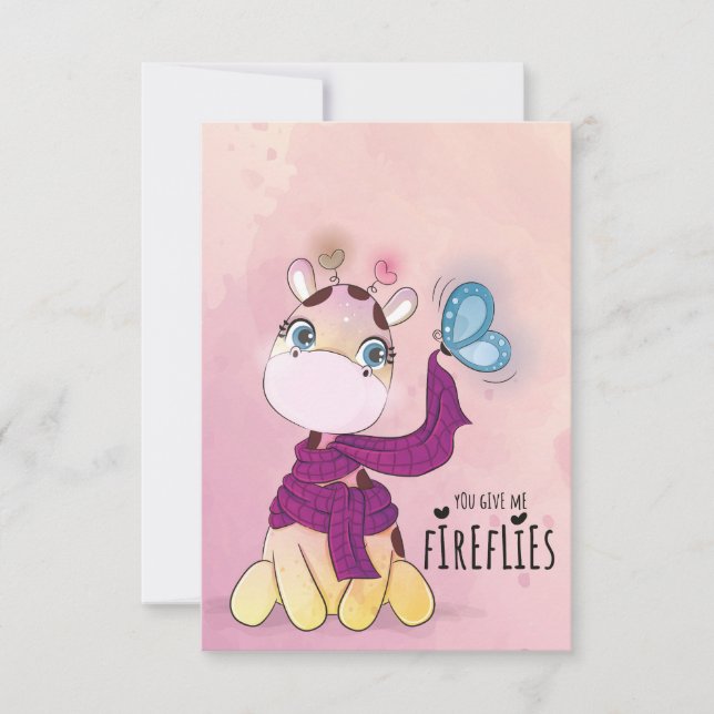Cute Giraffe Watercolor Invitation (Front)