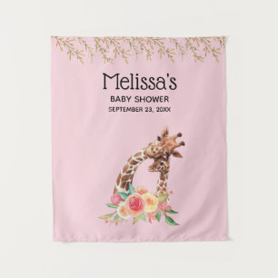 Cute Giraffe Watercolor Mum & Babe Baby Shower Tapestry