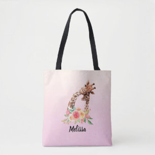 Cute Giraffe Watercolor Mum & Baby Tote Bag