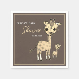 Cute Giraffe Watercolor Rustic  Napkin