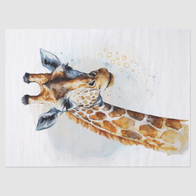 Cute Giraffe Watercolor Tissue Paper (Front)