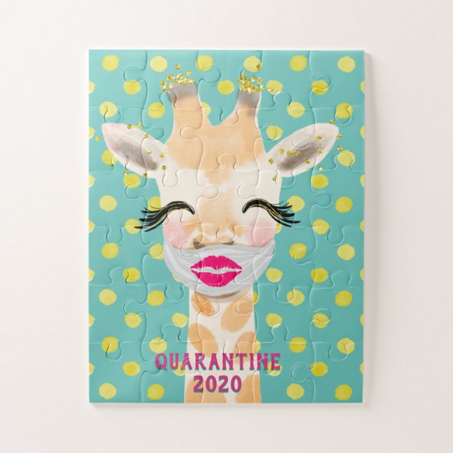 Cute Giraffe Wearing Masks With Lips  Covid-19 Jigsaw Puzzle (Vertical)