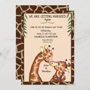 Cute Giraffe Wedding Renewal Vows Invitations