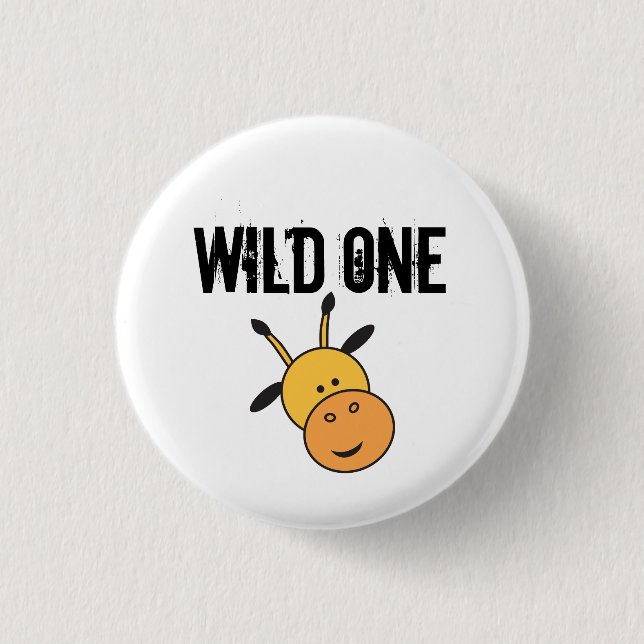 Cute Giraffe Wild one safari birthday party 3 Cm Round Badge (Front)