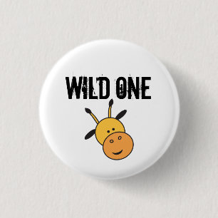 Cute Giraffe Wild one safari birthday party 3 Cm Round Badge