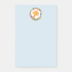 Cute Giraffe with a Watercolor Floral Wreath Post-it Notes