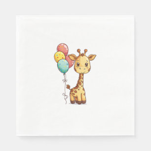 Cute Giraffe With Balloons  Napkin