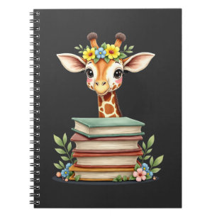 Cute Giraffe With Book Floral Bookworm Librarian B