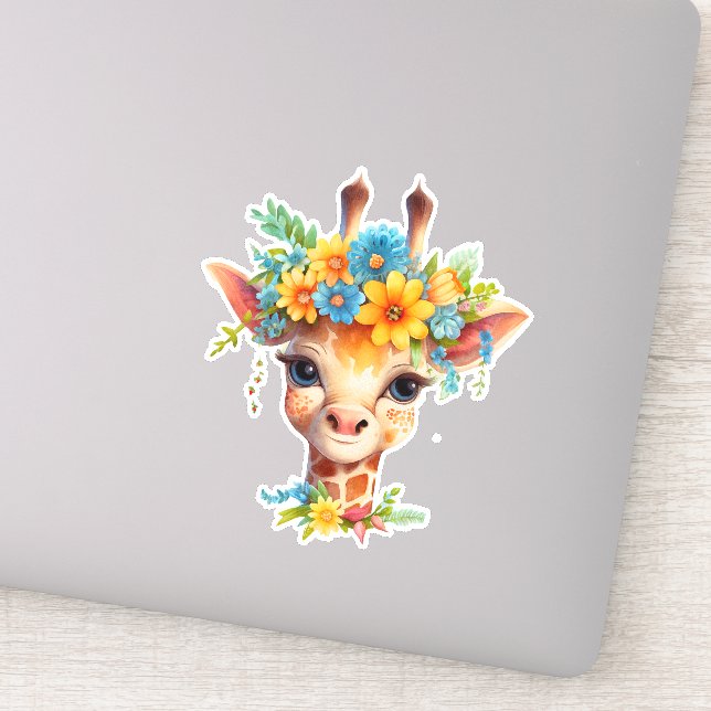 Cute Giraffe with Floral Crown (Detail)