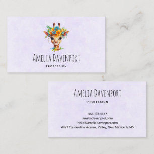 Cute Giraffe with Floral Crown Business Card