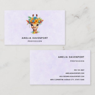 Cute Giraffe with Floral Crown Business Card