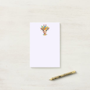 Cute Giraffe with Floral Crown Post-it Notes