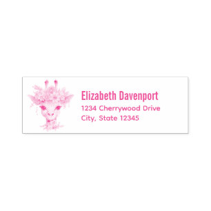 Cute Giraffe with Floral Crown Self-inking Stamp