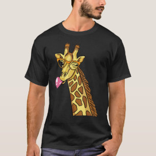 Cute Giraffe with glasses and chewing gum T-Shirt
