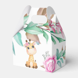 Cute Giraffe with Pink Peony Girl Baby Shower  Favour Box