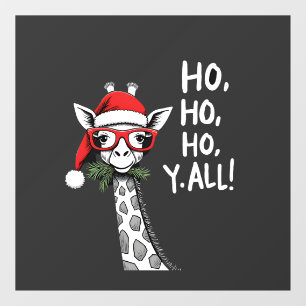 Cute Giraffe With Santa Hat Merry Xmas Giraffe Lov