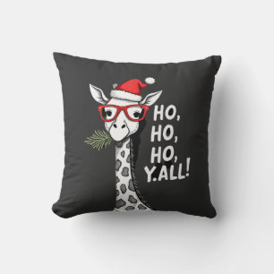 Cute Giraffe With Santa Hat Merry Xmas Giraffe Lov Cushion