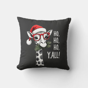 Cute Giraffe With Santa Hat Merry Xmas Giraffe Lov Cushion