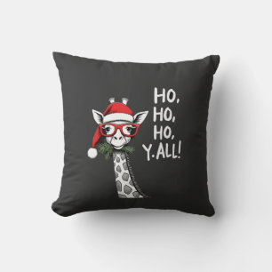 Cute Giraffe With Santa Hat Merry Xmas Giraffe Lov Cushion