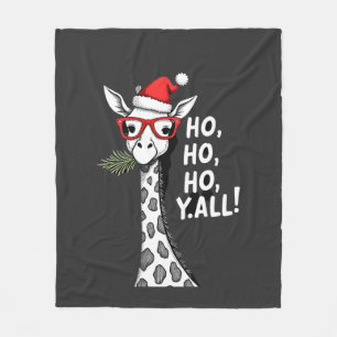 Cute Giraffe With Santa Hat Merry Xmas Giraffe Lov Fleece Blanket