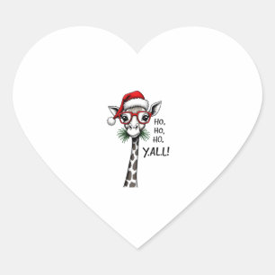 Cute Giraffe With Santa Hat Merry Xmas Giraffe Lov Heart Sticker