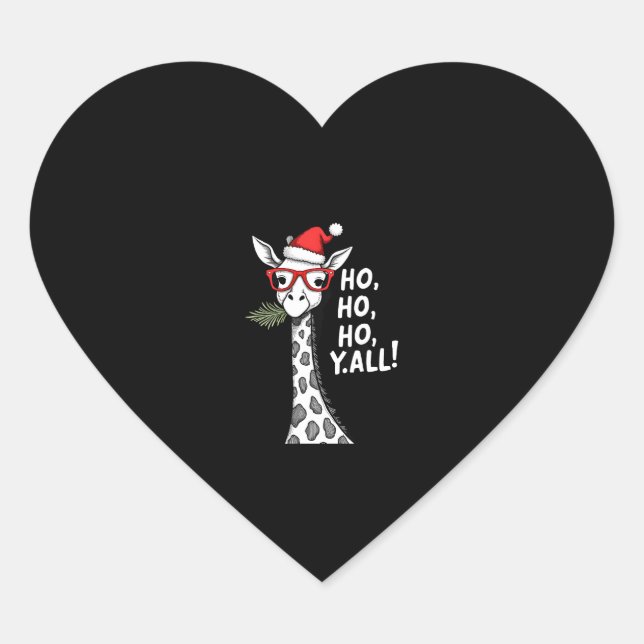 Cute Giraffe With Santa Hat Merry Xmas Giraffe Lov Heart Sticker (Front)