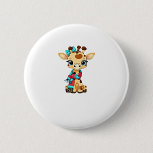 Cute Giraffe with Scarf Back to School Classic T-S 6 Cm Round Badge