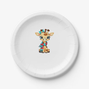 Cute Giraffe with Scarf Back to School Classic T-S Paper Plate