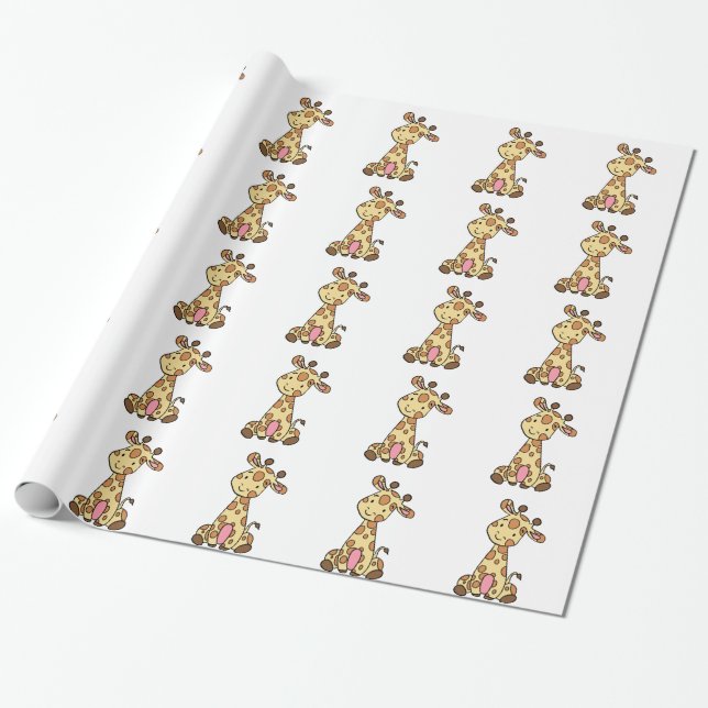 CUTE GIRAFFE WRAPPING PAPER (Unrolled)