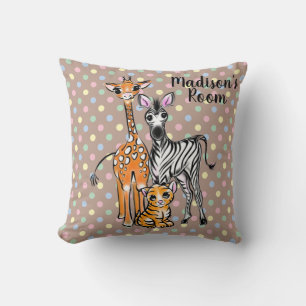 Cute Giraffe Zebra Tiger cute Safari friends Cushion