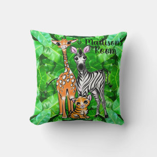 Cute giraffe zebra tiger jungle friends cushion