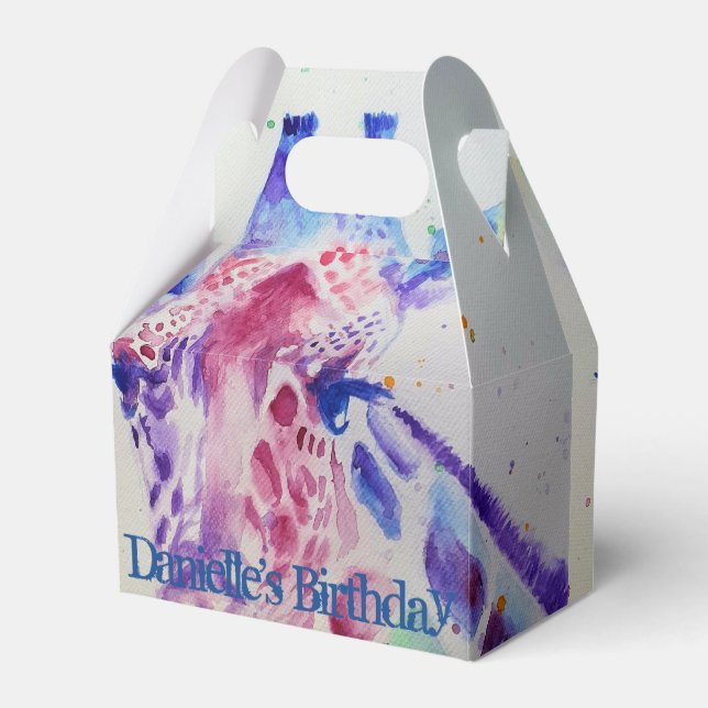 Cute Giraffe Zoo Animal Birthday Cake Favour Box (Front Side)