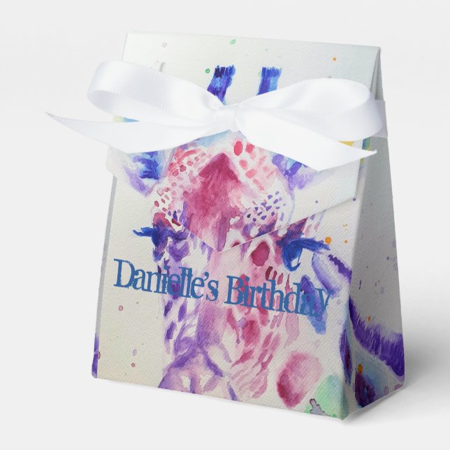 Cute Giraffe Zoo Animal Birthday Cake Favour Box (Front Side)